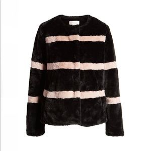 Rachel Parcell Stripe Faux Fur Jacket